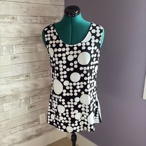 NWT RED CORAL Reversible Black and White Polka Dot and Stripe Top